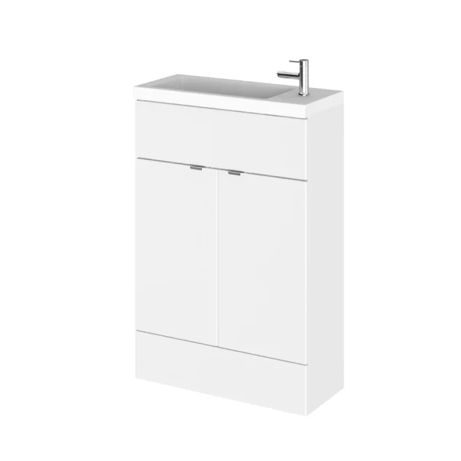 Hudson Reed Fusion Gloss White 600mm Vanity Unit and Compact Basin