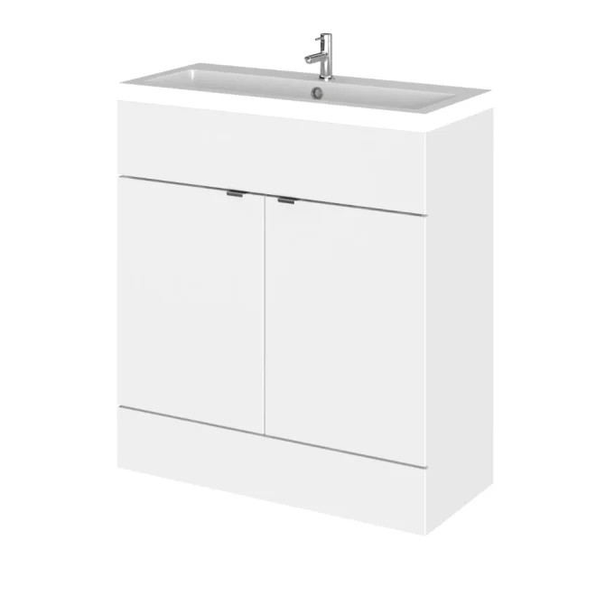Hudson Reed Fusion Gloss White 800 Floor Standing 2 Door Vanity Unit with Basin