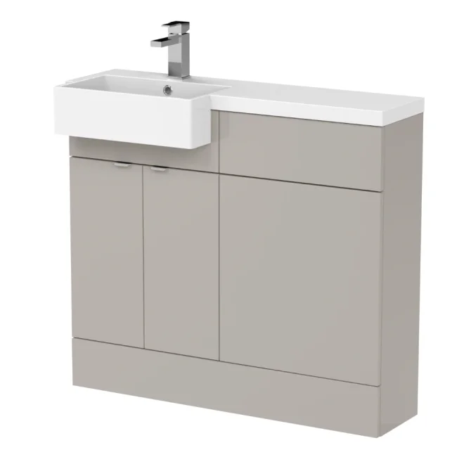 Hudson Reed Fusion Pebble Grey 1000 LH Semi Recessed Rectangle Basin Unit