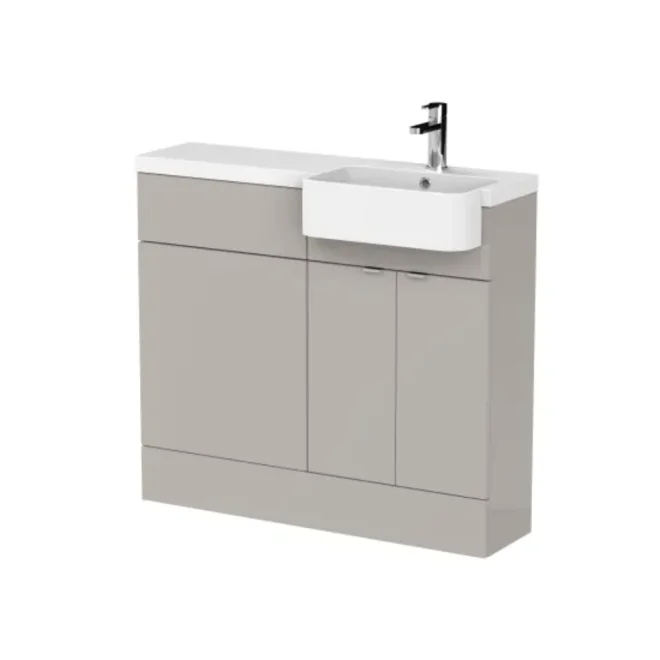 Hudson Reed Fusion Pebble Grey 1000 RH Semi Recessed Basin Combination Unit