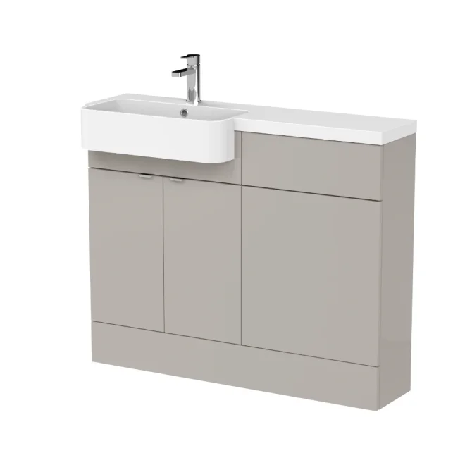 Hudson Reed Fusion Pebble Grey 1100 LH Semi Recessed Basin Combination Unit