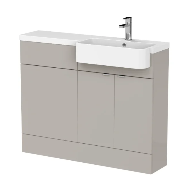 Hudson Reed Fusion Pebble Grey 1100 RH Semi Recessed Basin Combination Unit