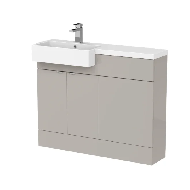Hudson Reed Fusion Pebble Grey 1100 LH Semi Recessed Rectangle Basin Unit