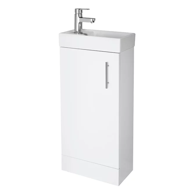 Nuie Vault 400mm Floor Standing Cloakroom Vanity Unit with Ceramic Basin