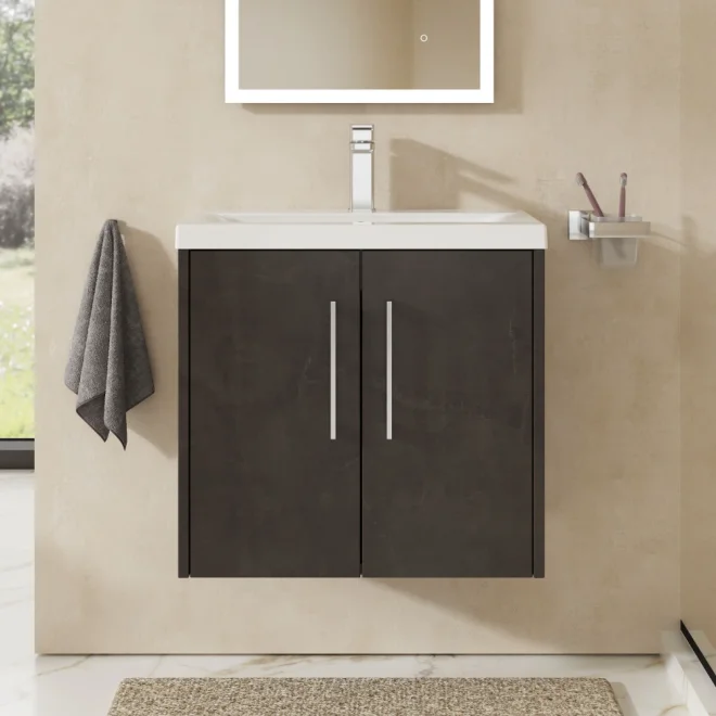 Hudson Reed Juno 600 Slate 2 Door Wall Hung Vanity Unit