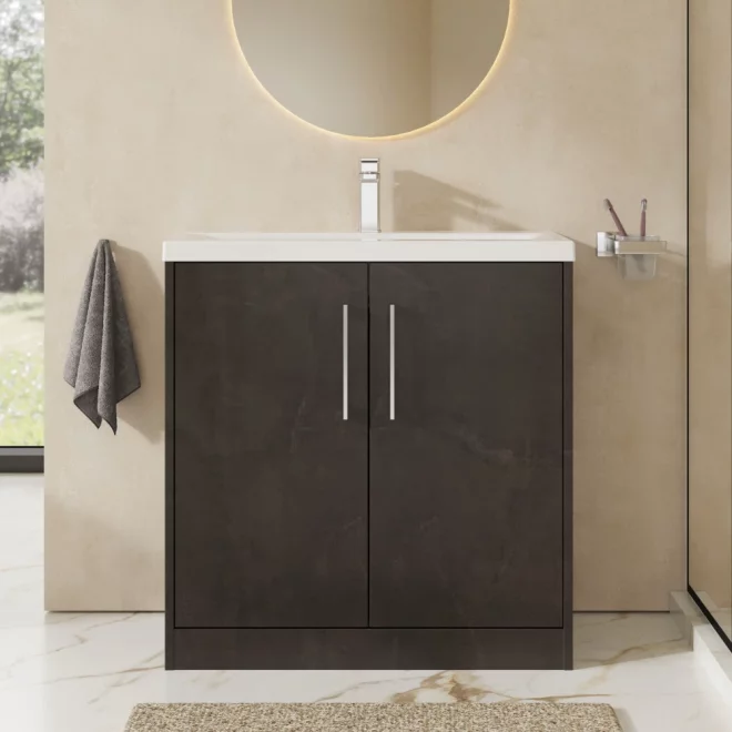 Hudson Reed Juno 800 Slate 2 Door Floor Standing Vanity Unit