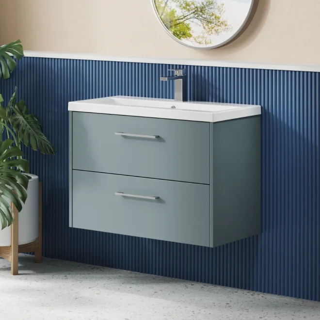 Hudson Reed Juno Grey 800 2 Drawer Wall Hung Vanity Unit
