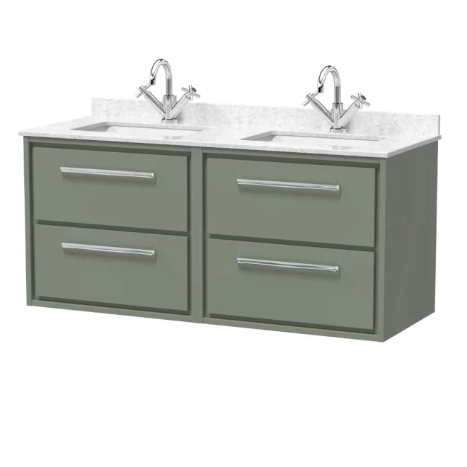 Hudson Reed Lille 1200 4 Drawer Fern Green Wall Hung Vanity Unit