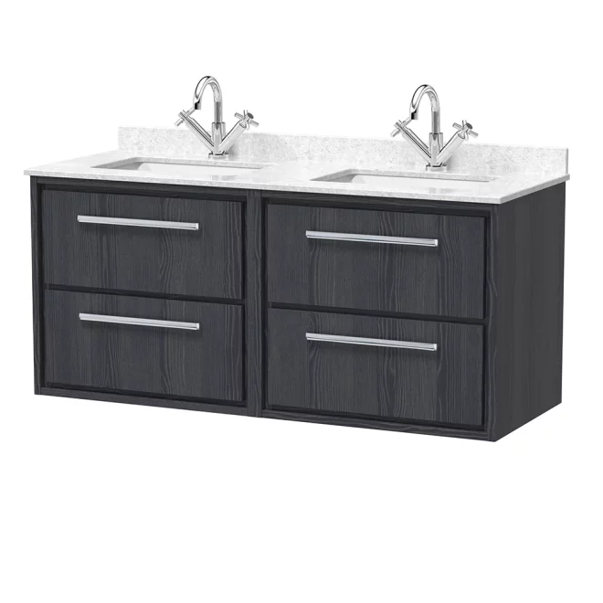 Hudson Reed Lille 1200 4 Drawer Graphite Grey Wall Hung Vanity Unit