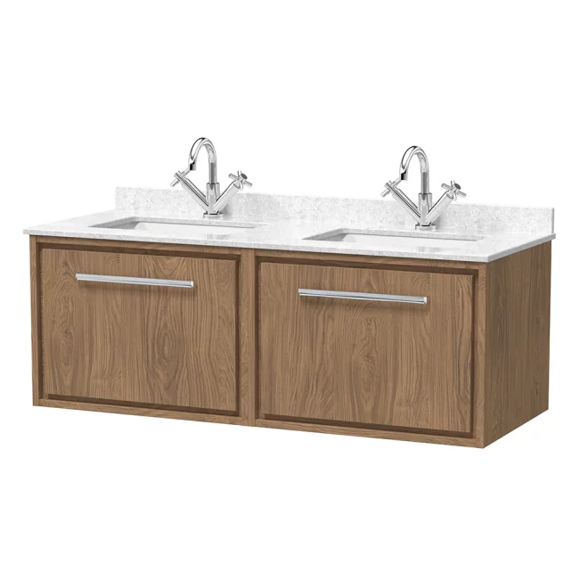 Hudson Reed Lille 1200 Antique Oak Wall Hung Vanity Unit