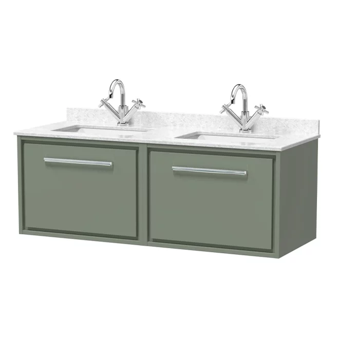 Hudson Reed Lille 1200 Fern Green Wall Hung Vanity Unit