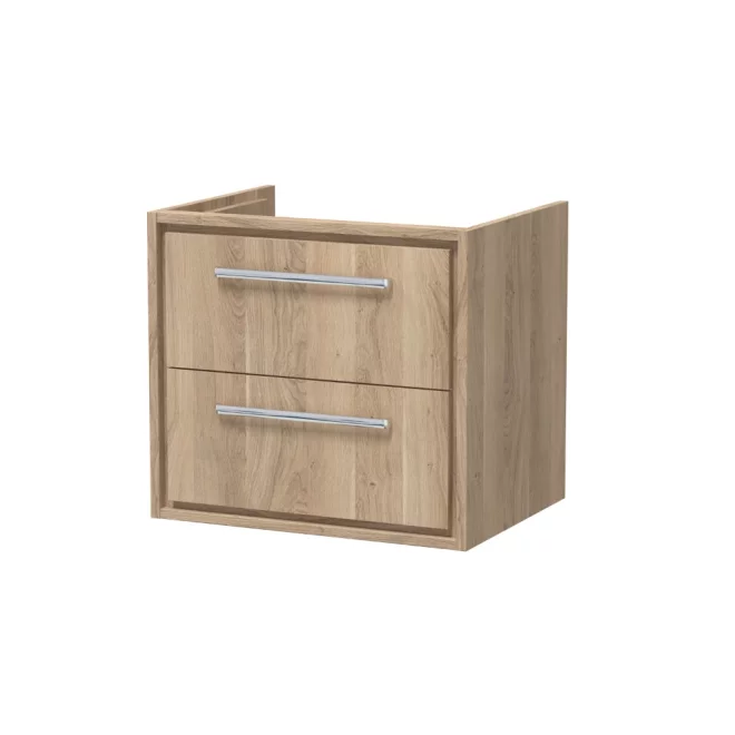 Hudson Reed Lille 600 2 Drawer Bleached Oak Wall Hung Vanity Unit