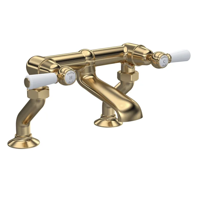 Hudson Reed Topaz Brushed Brass Deck Mounted Dome Collar Bath Filler