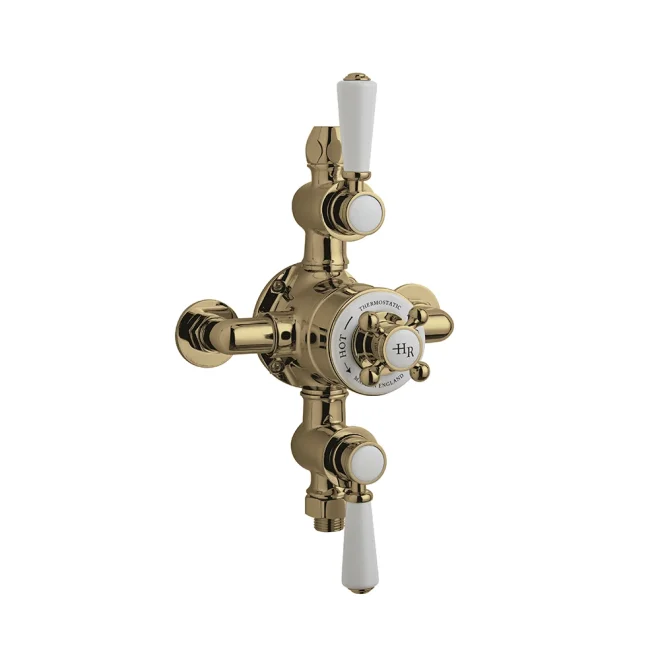 Hudson Reed Topaz Brushed Brass Exposed Triple Thermostatic Shower Valve