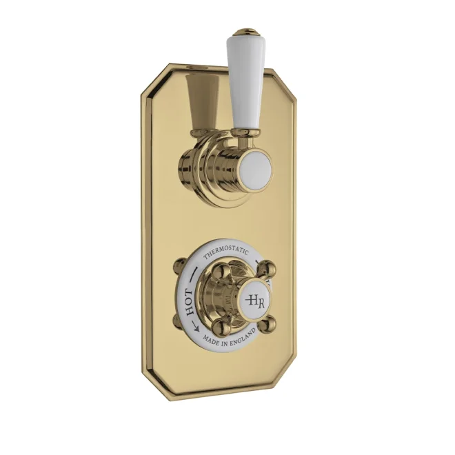 Hudson Reed Topaz Brushed Brass Twin Thermostatic Shower Valve & Diverter