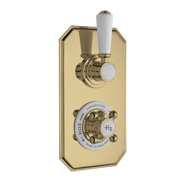 Hudson Reed Topaz Brushed Brass Twin Thermostatic Shower Valve
