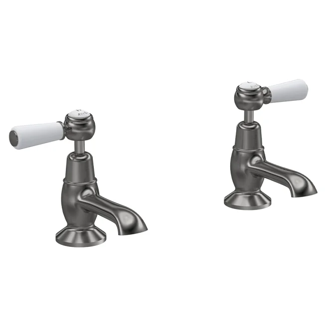 Hudson Reed Topaz Brushed Pewter Dome Collar Basin Taps