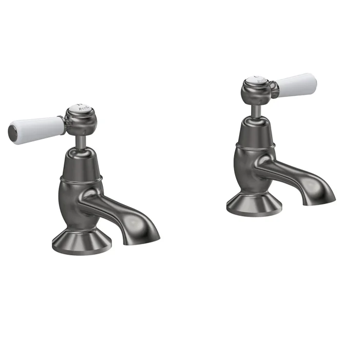 Hudson Reed Topaz Brushed Pewter Dome Collar Bath Pillar Taps