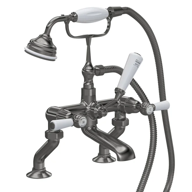 Hudson Reed Topaz Brushed Pewter Dome Collar Bath Shower Mixer
