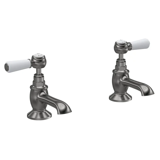 Hudson Reed Topaz Brushed Pewter Hex Collar Basin Taps