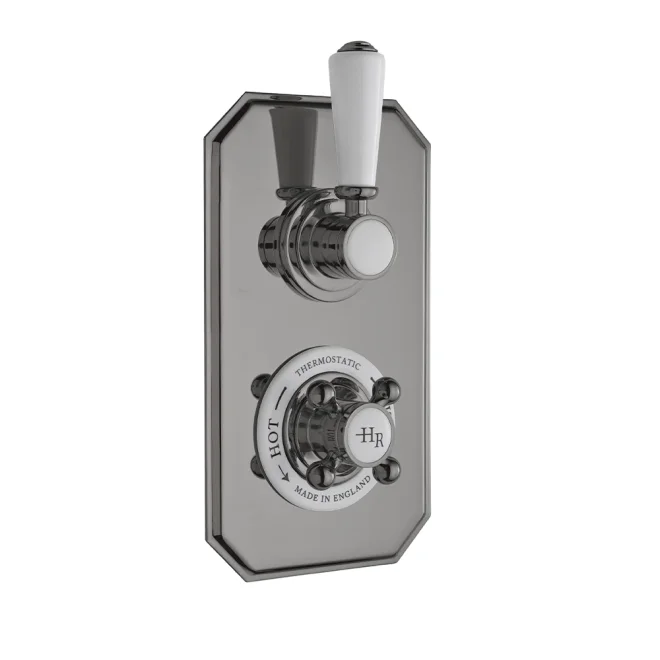 Hudson Reed Topaz Brushed Pewter Twin Thermostatic Shower Valve & Diverter
