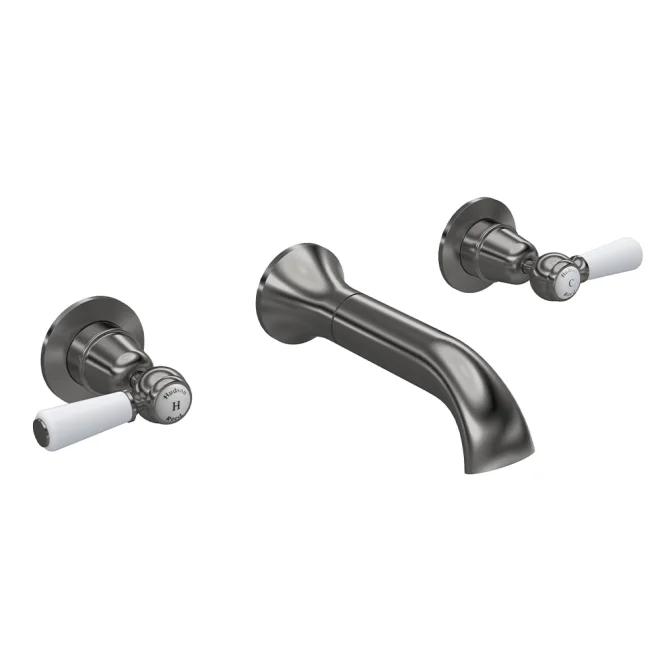 Hudson Reed Topaz Brushed Pewter Wall Mounted Dome Collar Bath Mixer