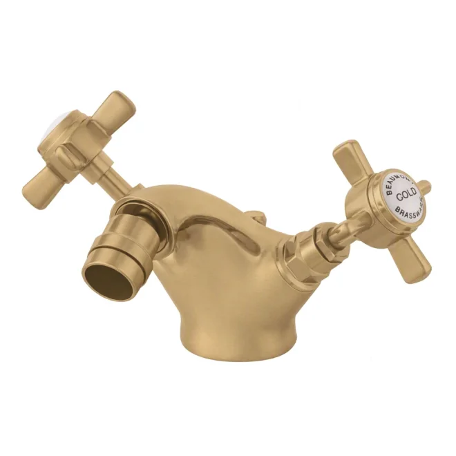 nuie Beaumont Brushed Brass Bidet Mixer and Pop Up Waste