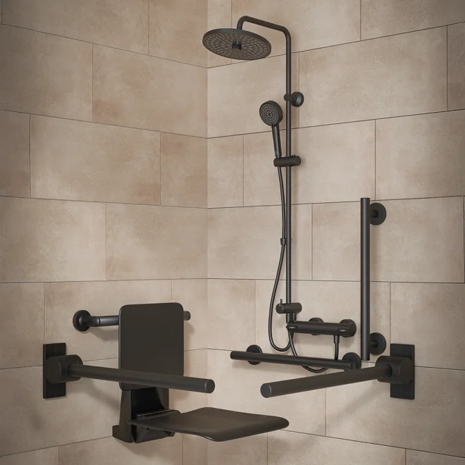 Ideal Standard Concept Freedom Shower Pack with Black Rails