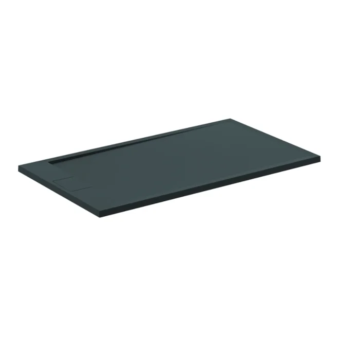 Ideal Standard Ultra Flat S i.life 1400 x 800mm Black Rectangle Shower Tray - End Waste