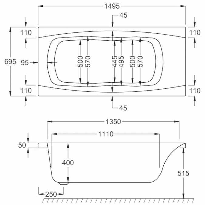 Carron Imperial 1500 x 700 Single Ended Bath with Twin Grips Carronite