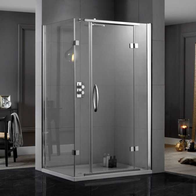 Aquadart Inline 1200 x 800mm 2 Sided Hinge Door Shower Enclosure with Side Panel