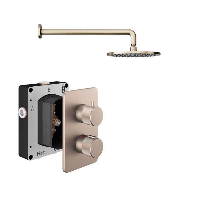 Abacus Iso Pro Shower Pack 1 Fixed Shower Arm And Head - Brushed Nickel