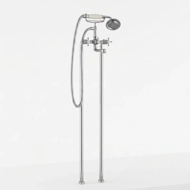 Jaquar Queens Prime Chrome Freestanding Bath Shower Mixer With Handshower & Hose