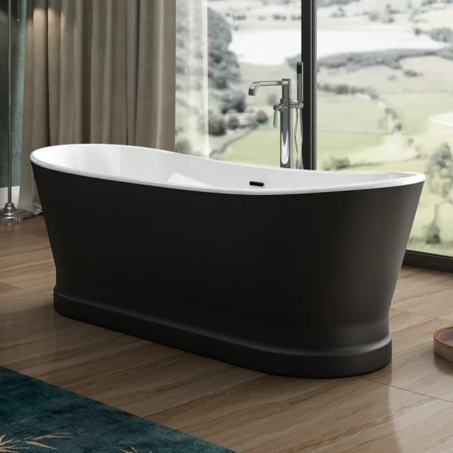 Charlotte Edwards Jupiter Matt Black 1700 x 700 Freestanding Bath