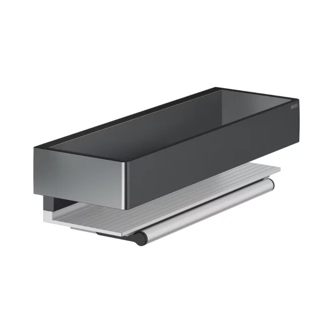 Keuco Brushed Black Chrome Aluminium Shower Basket With Glass Wiper