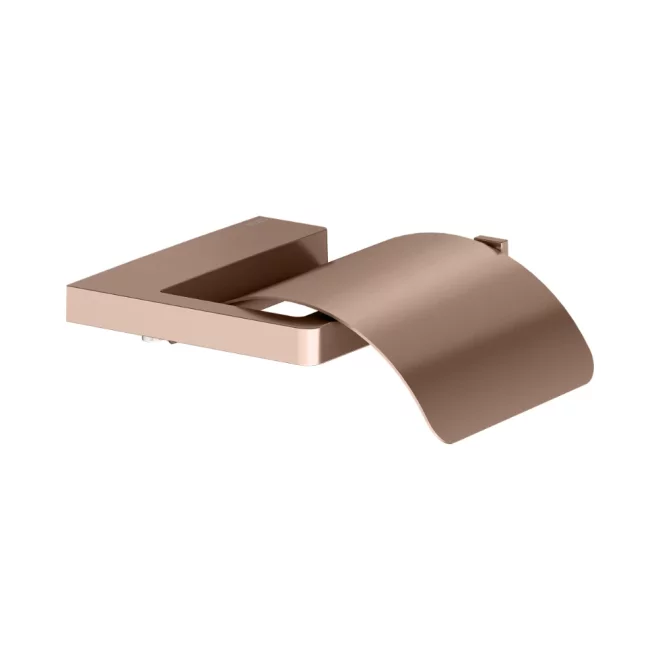 Keuco Collection Moll Brushed Red Gold Toilet Roll Holder With Lid