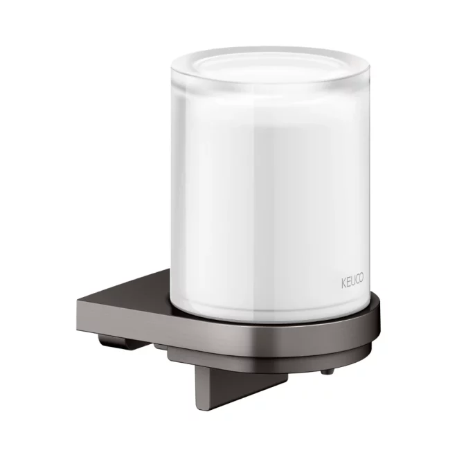 Keuco Collection Moll Brushed Titanium Black Soap Dispenser With Glass Tumbler