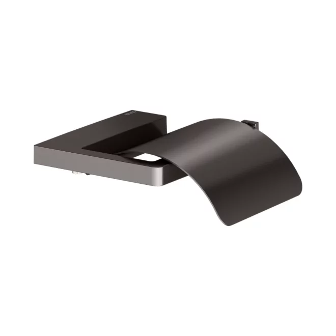 Keuco Collection Moll Brushed Titanium Black Toilet Roll Holder With Lid