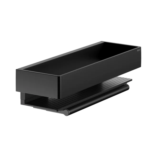 Keuco Black Matt Aluminium Shower Basket With Glass Wiper