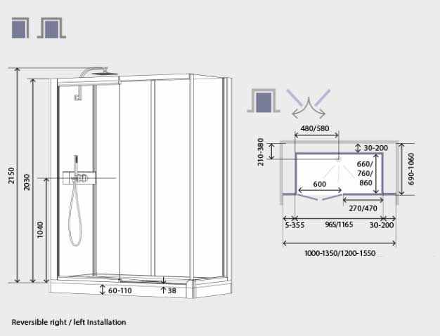 Kinedo Kinemagic Design 1200 x 900mm Recess Saloon Door Shower Pod ...