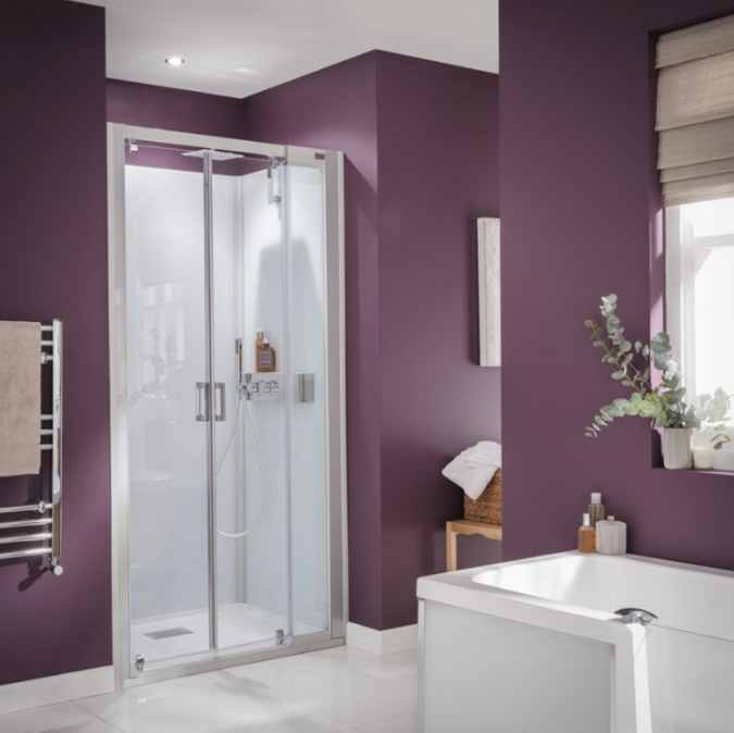 Kinedo Kinemagic Design 1200 x 700mm Recess Saloon Door Shower Pod