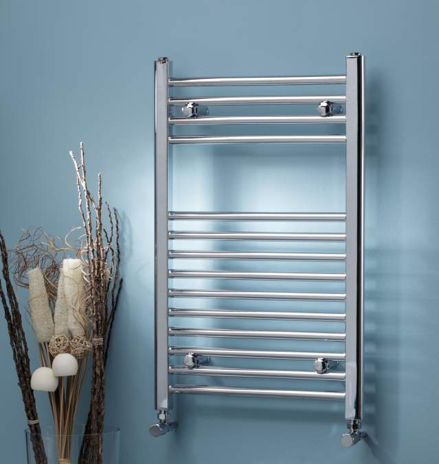 Kartell 600 x 1200mm Straight Chrome Towel Radiator - STR612C - Rubberduck  Bathroom