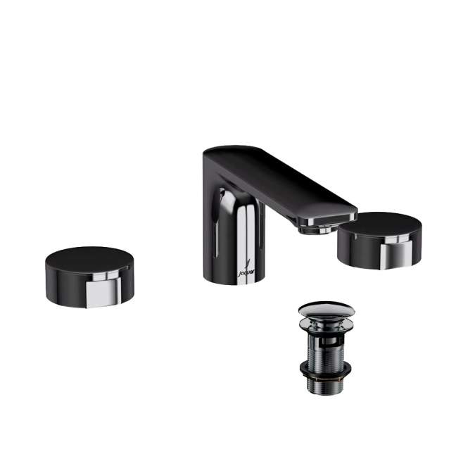 Jaquar Laguna Black Chrome 3 Hole Basin Mixer Tap With Round Handle