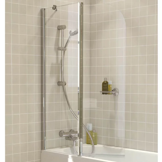Lakes Classic Hinged Curved Edge Bath Twin Panel Bath Screen - 955 x 1400mm