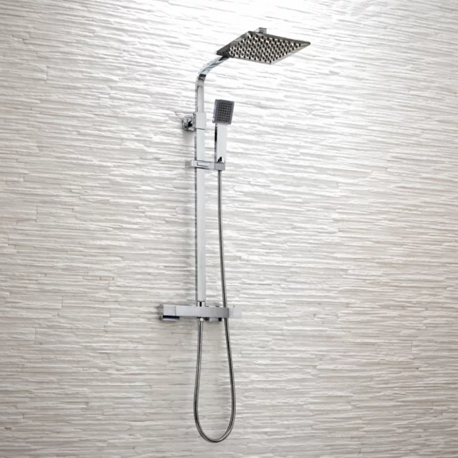 Lancia Elliot Square Chrome Dual Head Rigid Riser Shower