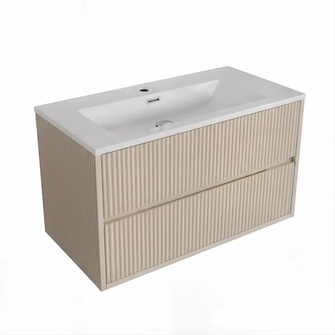 Lancia Linea Square Stone 800mm Wall Hung Basin Vanity Unit