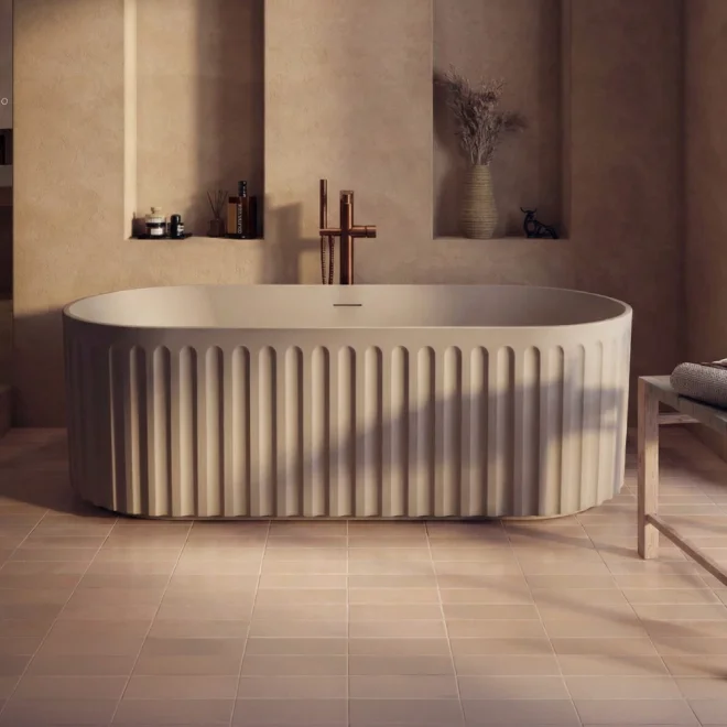 Lancia Lira Fluted Matt Clay Freestanding Bath 1700 x 750mm