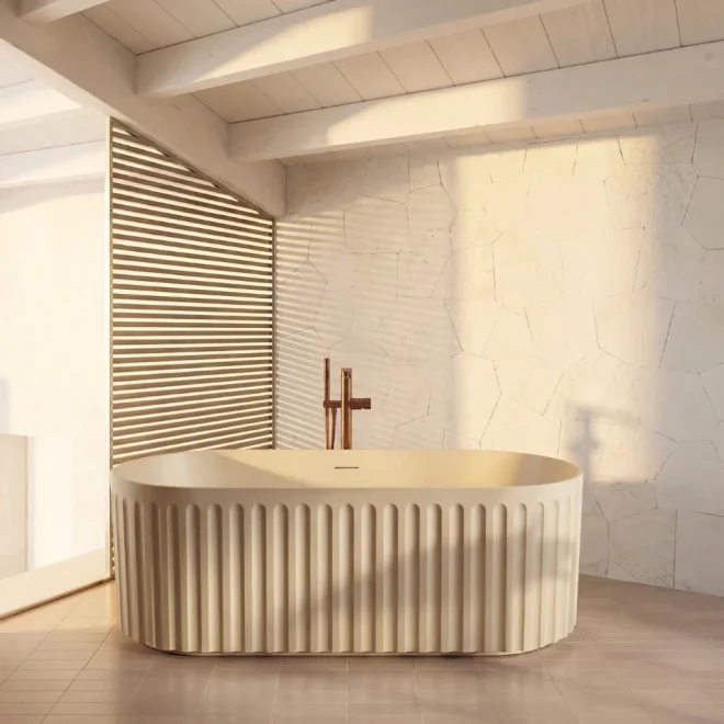 Lancia Lira Fluted Matt Stone Freestanding Bath 1700 x 750mm
