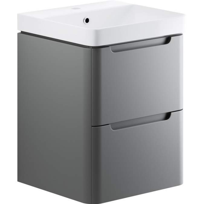 Laplane 500mm 2 Drawer Wall Hung Basin Unit - Matt Grey