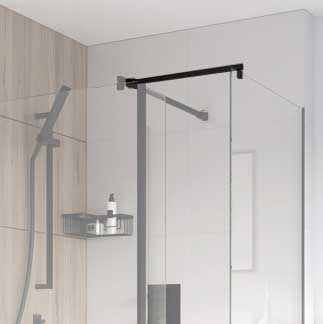 Roman Square Black Wetroom Glass Straight Side Panel Bracing Kit - LBBKT90SQB